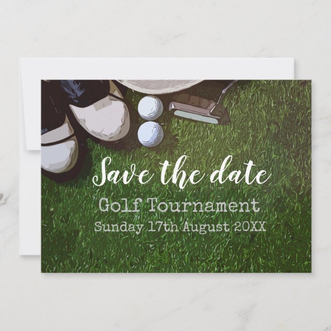 Golf Save the date Golf Tournament on green Invitation (Front)