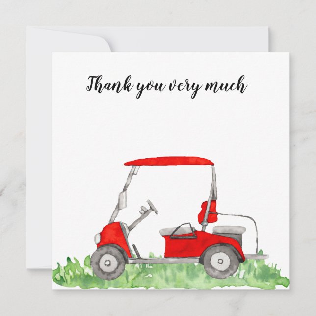 Golf Save the date Golf Tournament with golf cart  Thank You Card (Front)
