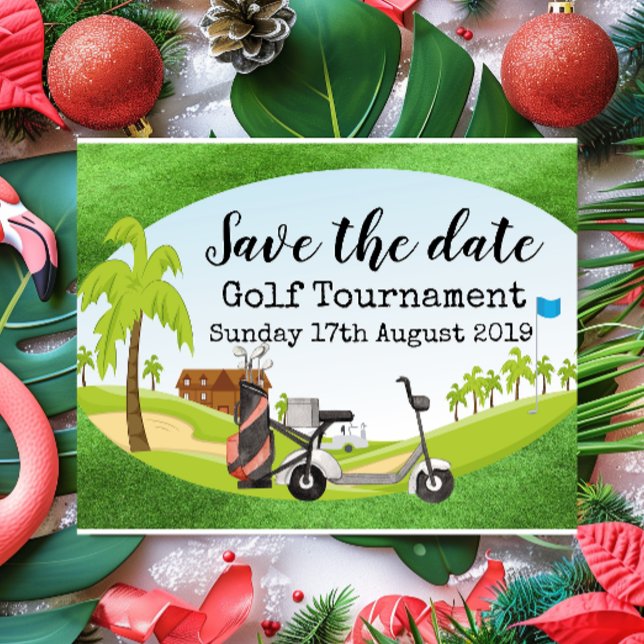 Golf Save the date Golf Tournament with golf view Announcement Postcard (Creator Uploaded)