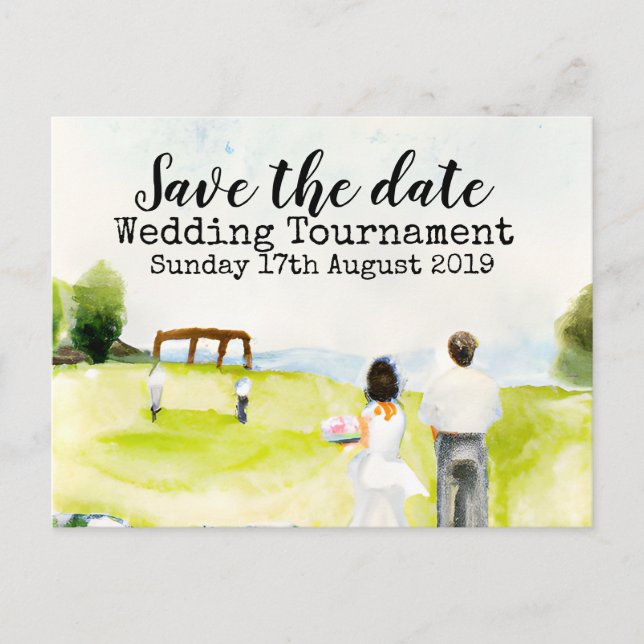 Golf Save the date Golf Wedding Tournament  Announcement Postcard (Front)