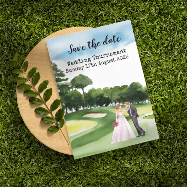 Golf Save the date Golf Wedding Watercolor golfer Invitation (Creator Uploaded)