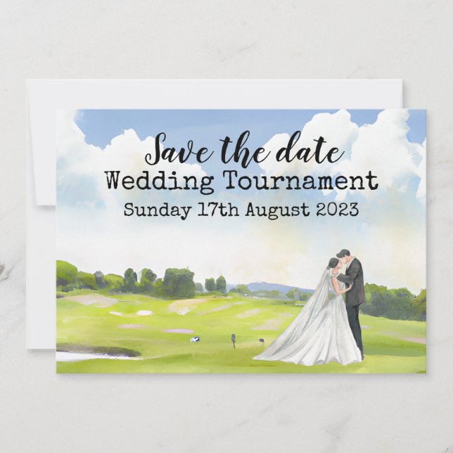 Golf Save the date Golf Wedding Watercolor  Invita Invitation (Front)