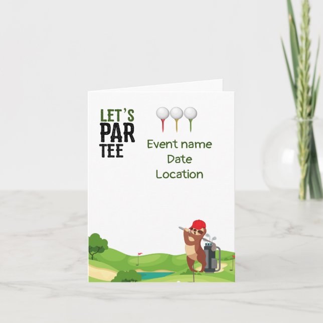 Golf  Save the Date Let's Par Tee with Sloth funny Invitation (Front)