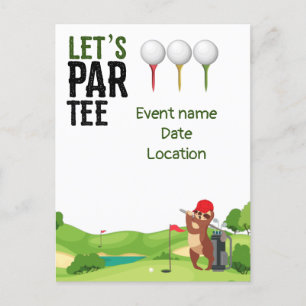 Golf Save the Date Let's Par Tee with Sloth funny Postcard