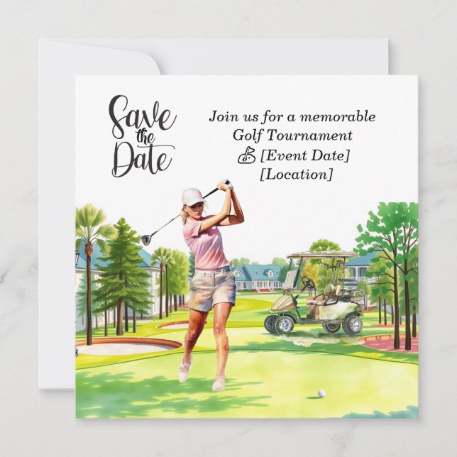 Golf Save the Date party for woman golfer party  Invitation (Front)