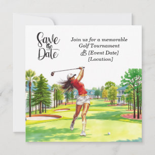 Golf Save the Date party for woman golfer party Invitation
