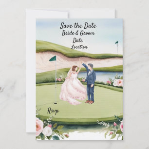 Golf Save the date Wedding Invitation Watercolor