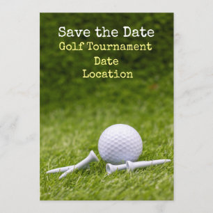 Golf Save the date with golf ball and tee on green Invitation