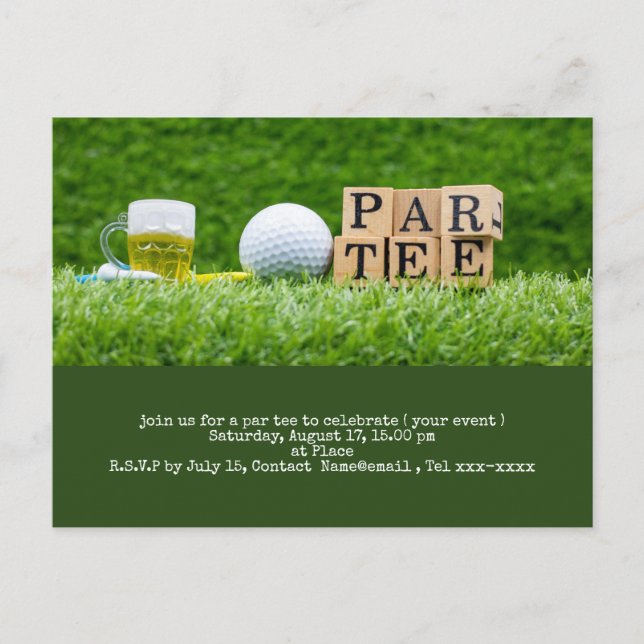 Golf save the date with golf ball and tee postcard (Front)