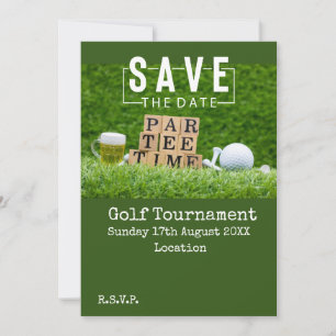 Golf Save the date with golf ball on green Invitation