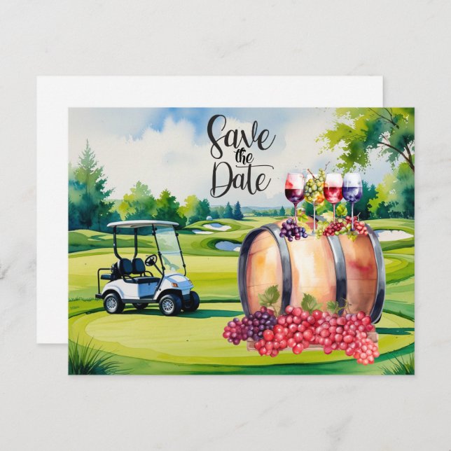 Golf Save the Date with golf balls on green grass Invitation (Front/Back)