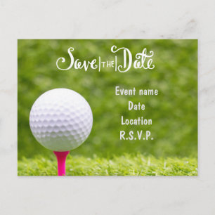 Golf Save the Date with golf balls on green grass Postcard