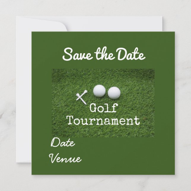 Golf Save the date with white pin and golf ball Announcement (Front)