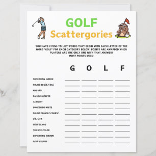 Golf Scattergories Game