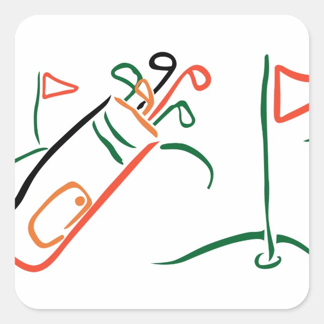 Golf Scene Square Sticker (Front)