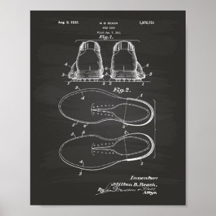Golf Shoe 1932 Patent Art - Chalkboard Poster