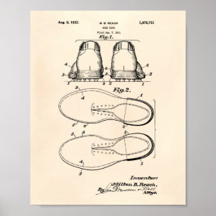 Golf Shoe 1932 Patent Art - Old Peper Poster