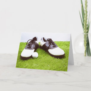 Golf shoe with golf ball on green card
