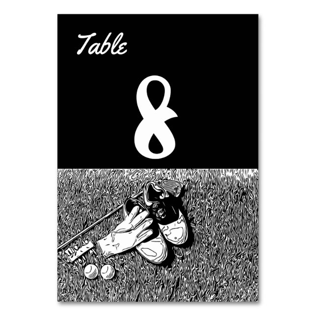 Golf  shoes and golf ball black and white ink table number (Front)