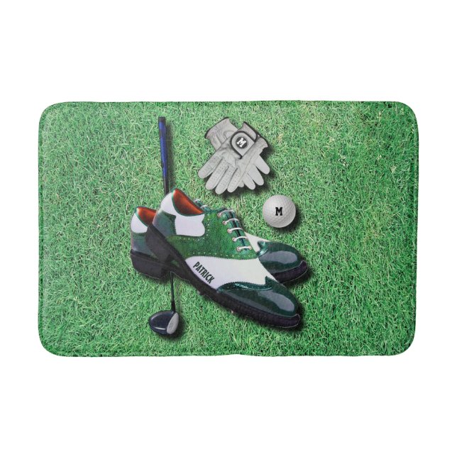 Golf Shoes Ball Gloves Club Driver With Your Name Bath Mat (Front)