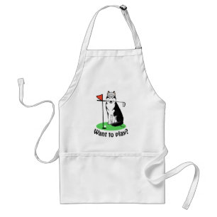 Golf Siberian Husky (black) Dog Playing Cute Funny Standard Apron