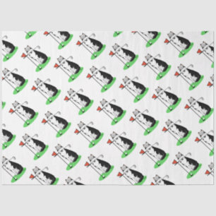 Golf Siberian Husky (black) Dog Playing Cute Funny Tissue Paper