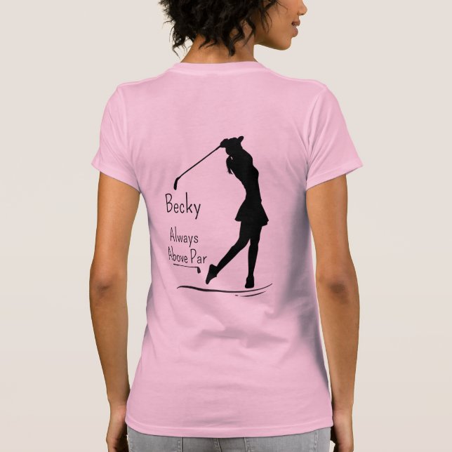 Golf Silhouette, Female, Name, Text T-Shirt (Back)