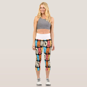 Golf Silhouette Golfer on Sunset background Capri Leggings