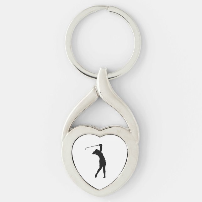 Golf Silhouette Keychain Cool Small Gift Idea (Front)