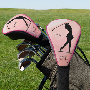 Golf Silhouette, Name, Text, On Red Head Cover
