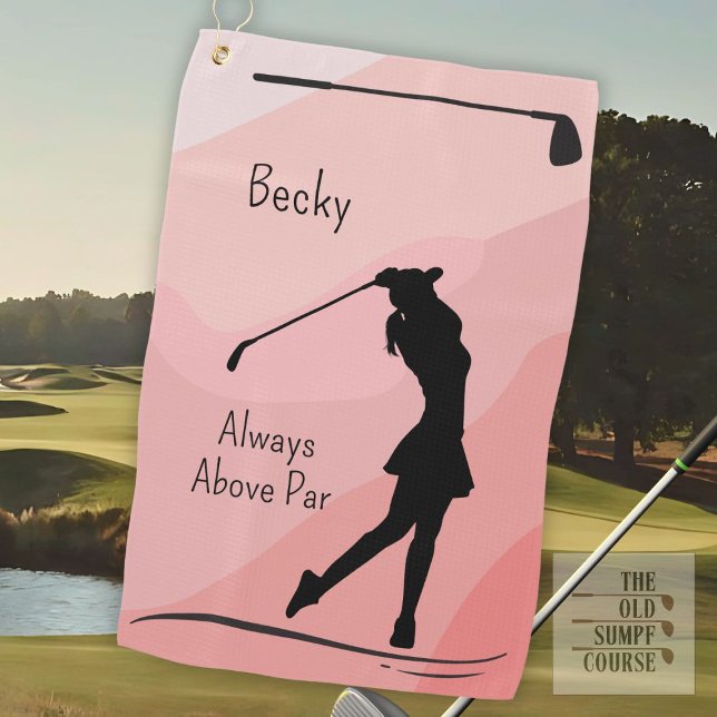 Golf Silhouette, Name, Text, On Red Towel (Creator Uploaded)