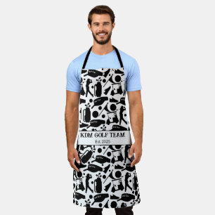 Golf Silhouette Pattern Classic Black & White Apron
