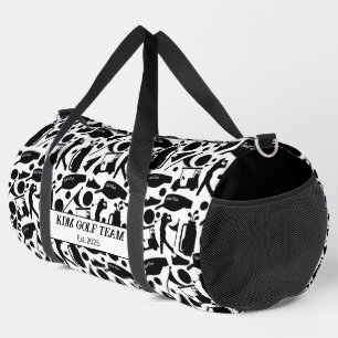 Golf Silhouette Pattern Classic Black & White  Duffle Bag