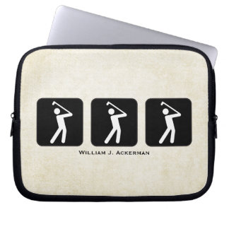 Golf Silhouetter Custom Personalised Golfer Laptop Sleeve