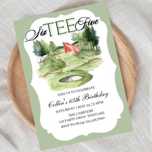 Golf SIX-TEE Birthday, 65, Golf Birthday, Invitation