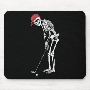 Golf Skeleton Halloween Player Catcher Mens Boys K Mouse Mat