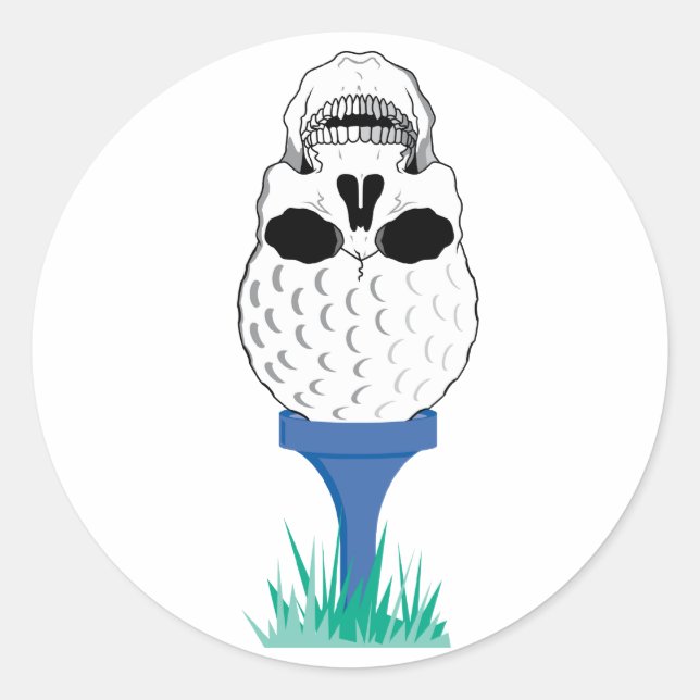 Golf Skull Classic Round Sticker (Front)