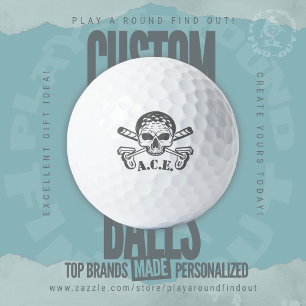 Golf Skull & Crossbones Custom Name Monogrammed Balls
