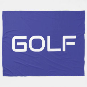 GOLF Sleek Sporty Modern White Text On Deep Blue Fleece Blanket
