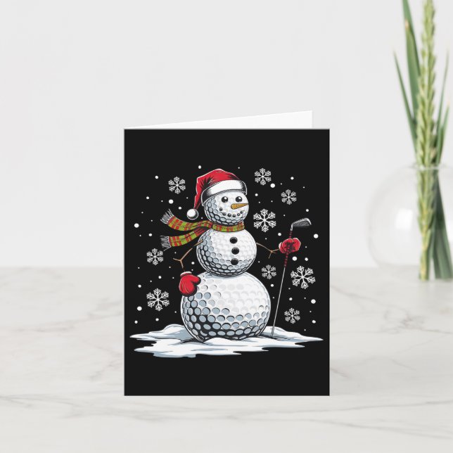 Golf Snowman Golf Player Santa Hat Christmas Funny Card (Front)