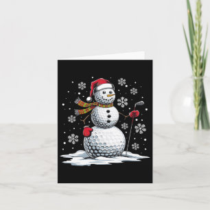 Golf Snowman Golf Player Santa Hat Christmas Funny Card