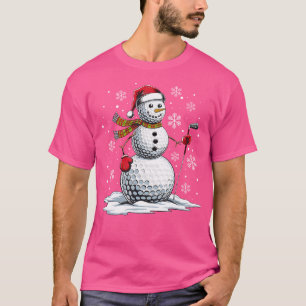 Golf Snowman Golf Player Santa Hat Christmas Funny T-Shirt