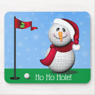 Golf Snowman Ho Ho Hole! Mouse Mat