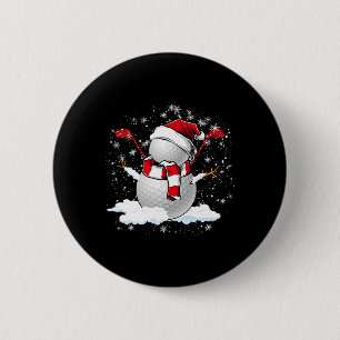 Golf Snowman in Christmas holiday 6 Cm Round Badge