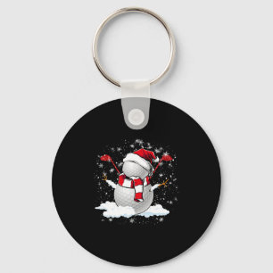 Golf Snowman in Christmas holiday Key Ring