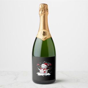 Golf Snowman in Christmas holiday Sparkling Wine Label