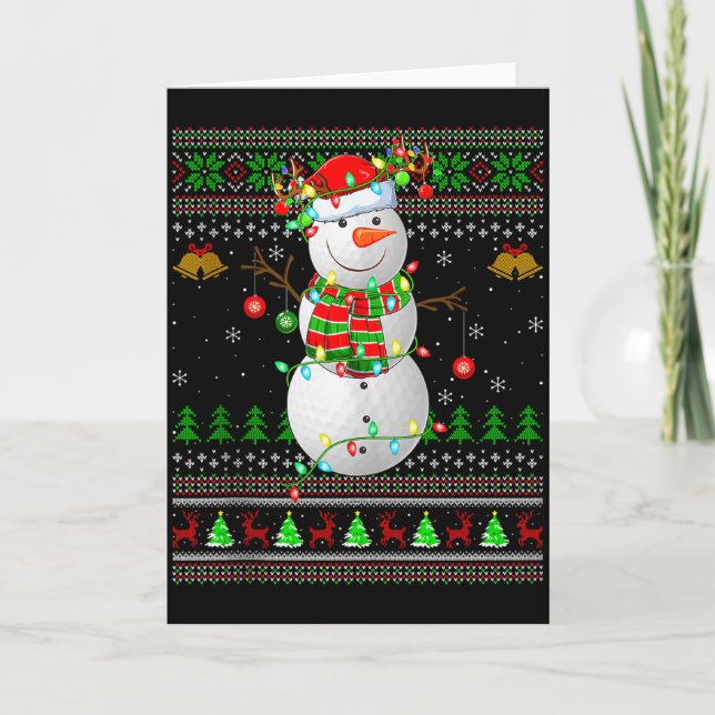Golf Snowman Ugly Christmas Sweaters Golfing Golfe Card (Front)