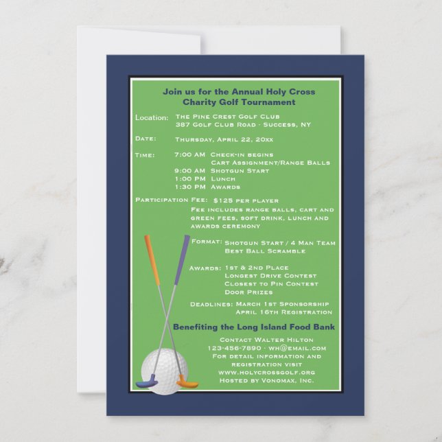 Golf Spirit Charity Tournament Invitation (Front)