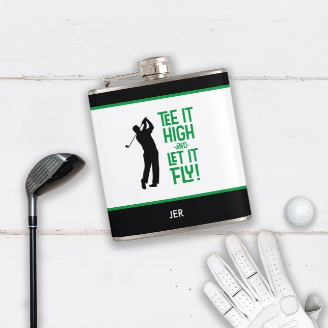 Golf Sports Cute Humour Tee Quote Black Green 6 oz Hip Flask (Golf Sports Cute Humor Tee Quote Black Green 6 oz Flask For Him)