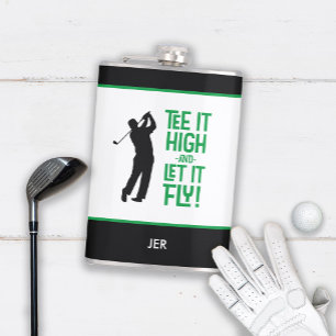 Golf Sports Cute Humour Tee Quote Black Green 8 oz Hip Flask